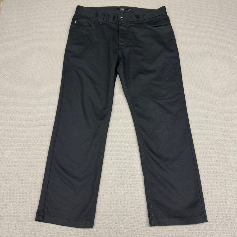 Vans Pants Mens 33x27 Black Cotton Twill Chino Straight Fit Skater Casual
